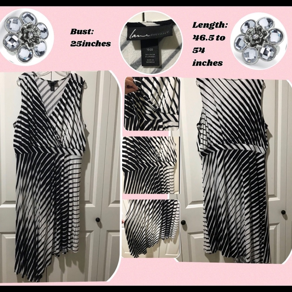 Lane Bryant (Size 18/20) Black/White Striped Dress